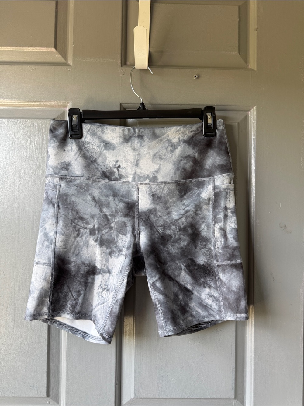 RBX Gray and White Tie-Dye Bike Shorts